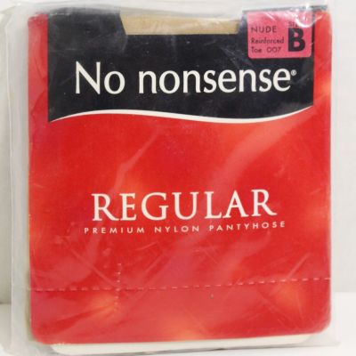 No Nonsense Premium Nylon Pantyhose Nude Regular Reinforced Toe Size B